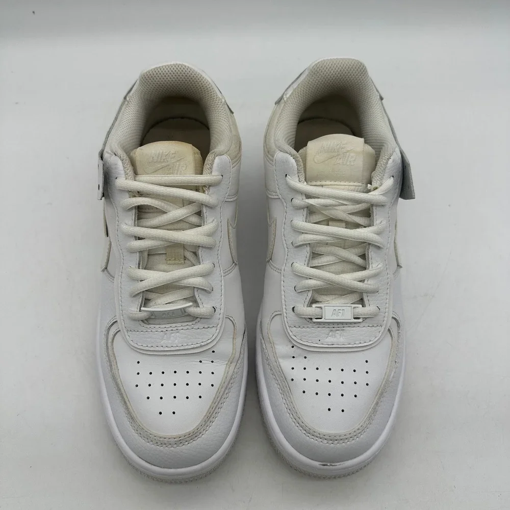 Nike CI0919-100 Womens Size 8 Triple White Air Force 1 Shadow Shoes Layered AF1